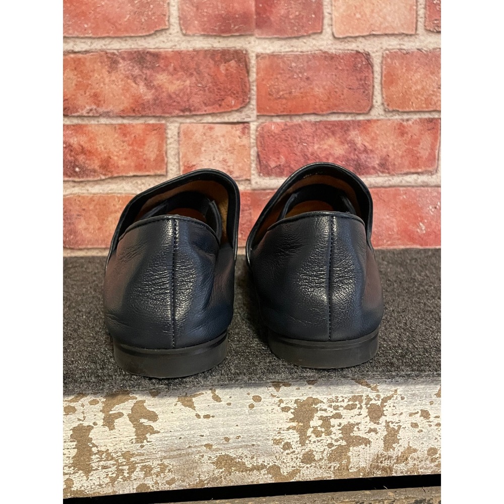 Aquatalia Navy Blue Leather Loafers Made in Italy Slip On Flats Womens 10.5 - Picture 5 of 8